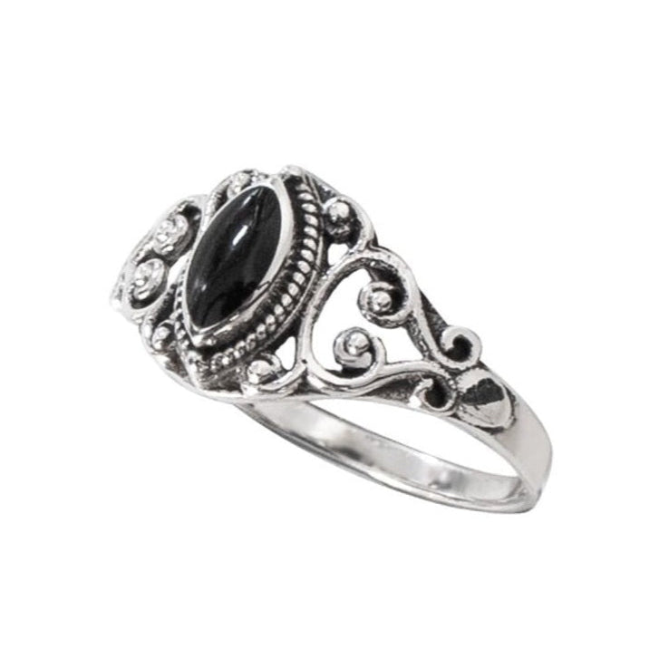 BLACK ORNAMENT SILVER RING