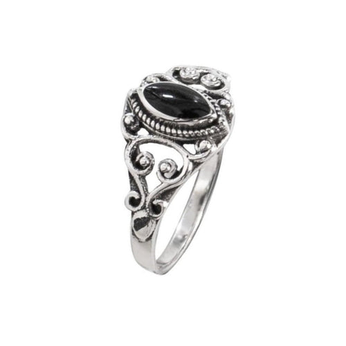 BLACK ORNAMENT SILVER RING