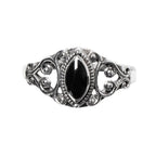 BLACK ORNAMENT SILVER RING