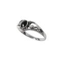 This filigree silver ring features a classic style with a sleek black onyx stone. Measuring at approximately 0.9 cm in height, this elegant ring is perfect for adding a touch of sophistication to any outfit. 