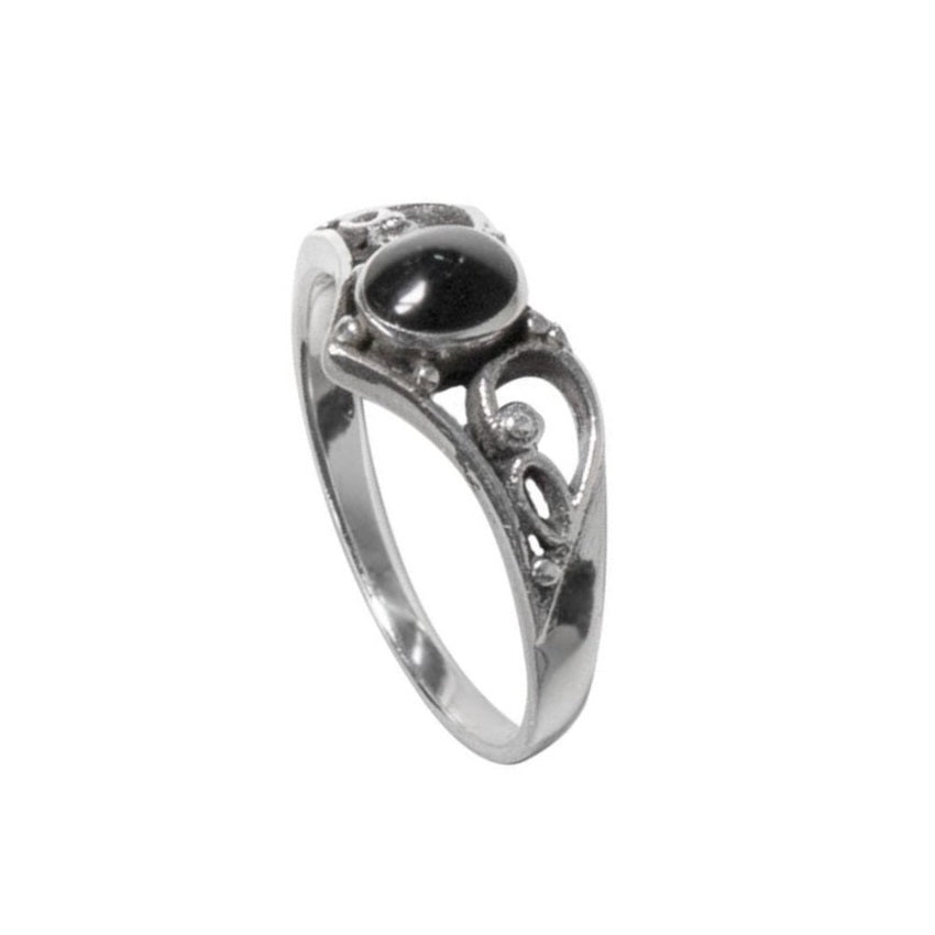 SILVER RING BLACK ORNAMENT