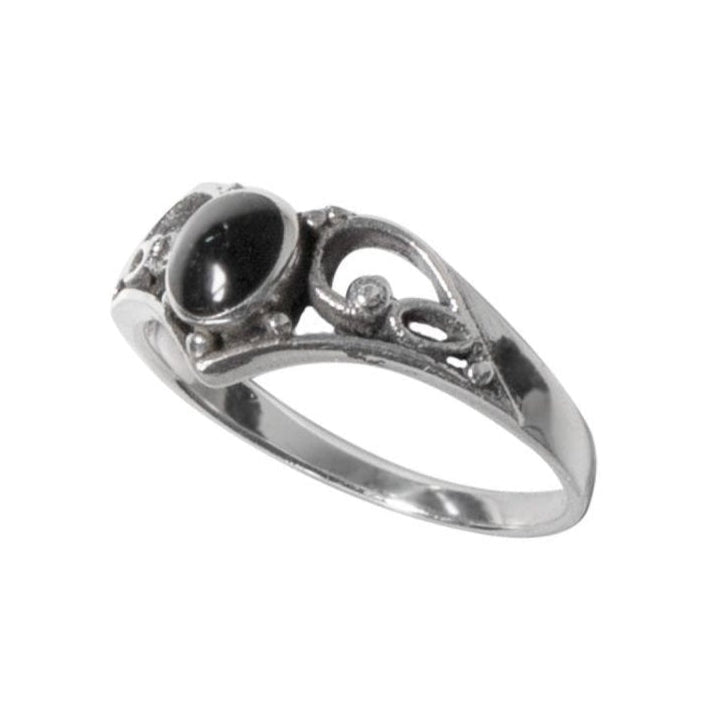 SILVER RING BLACK ORNAMENT