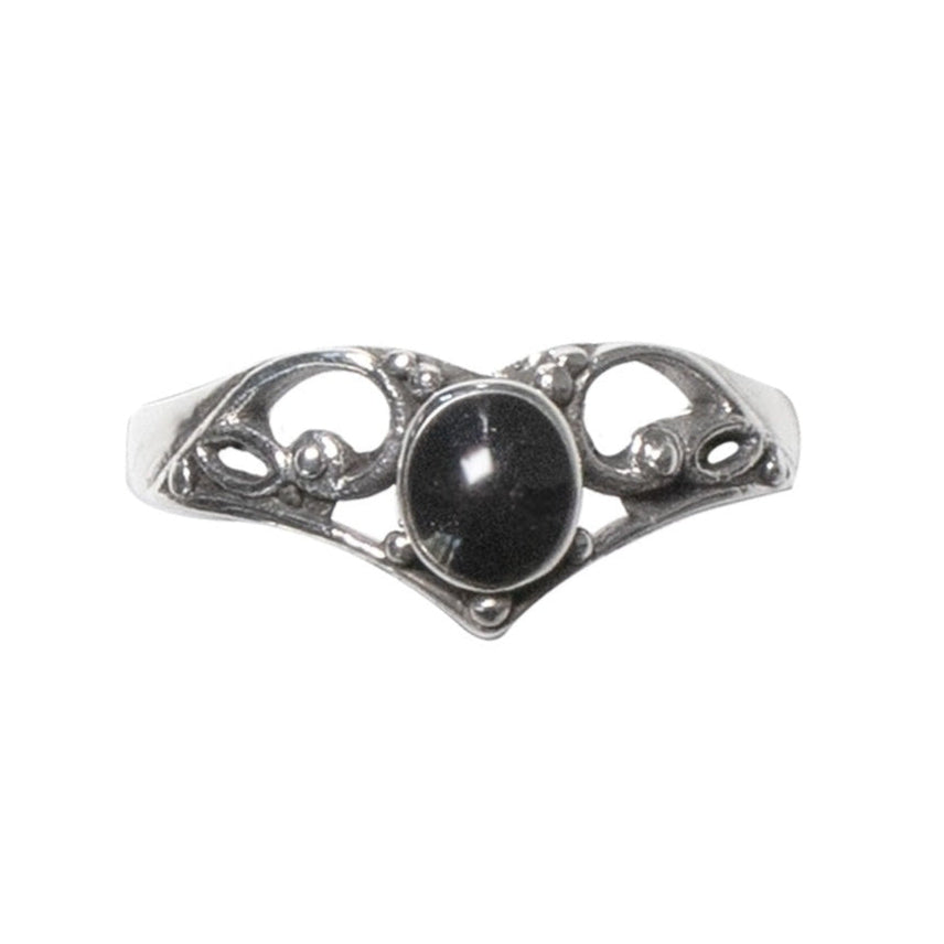 SILVER RING BLACK ORNAMENT