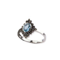 Ring with marcasite and artifitcial topaz width 16 mm, Material: 925 sterling silver, marcasite and zirconia.