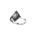 Ring with marcasite and artifitcial topaz width 16 mm, Material: 925 sterling silver, marcasite and zirconia.