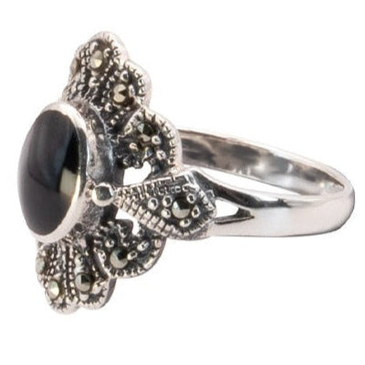Black Marcasite Silver Ring