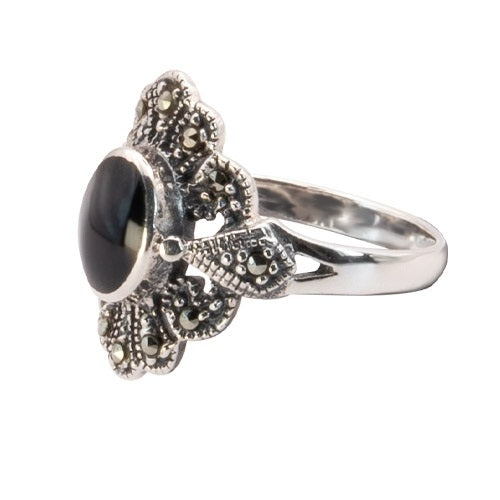 Black Marcasite Silver Ring