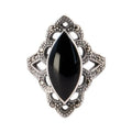 CLASSIC BLACK MARCASITE SILVER RING