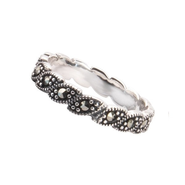 MARCASITE LEAVES SILVER RING