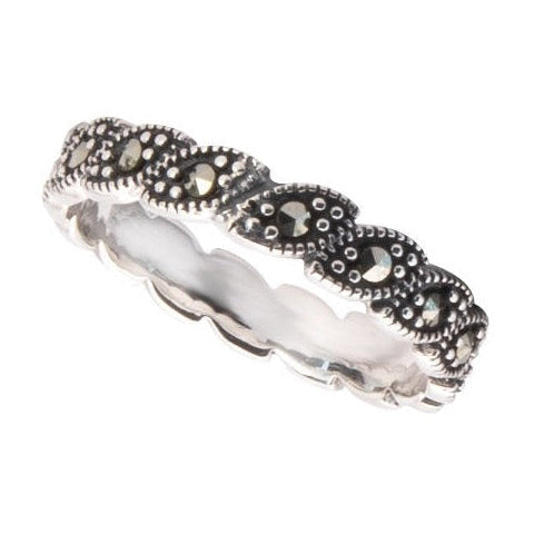 MARCASITE LEAVES SILVER RING