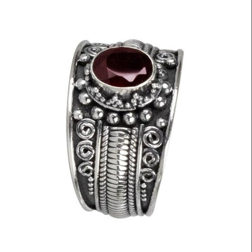 BALI GARNET SILVER RING
