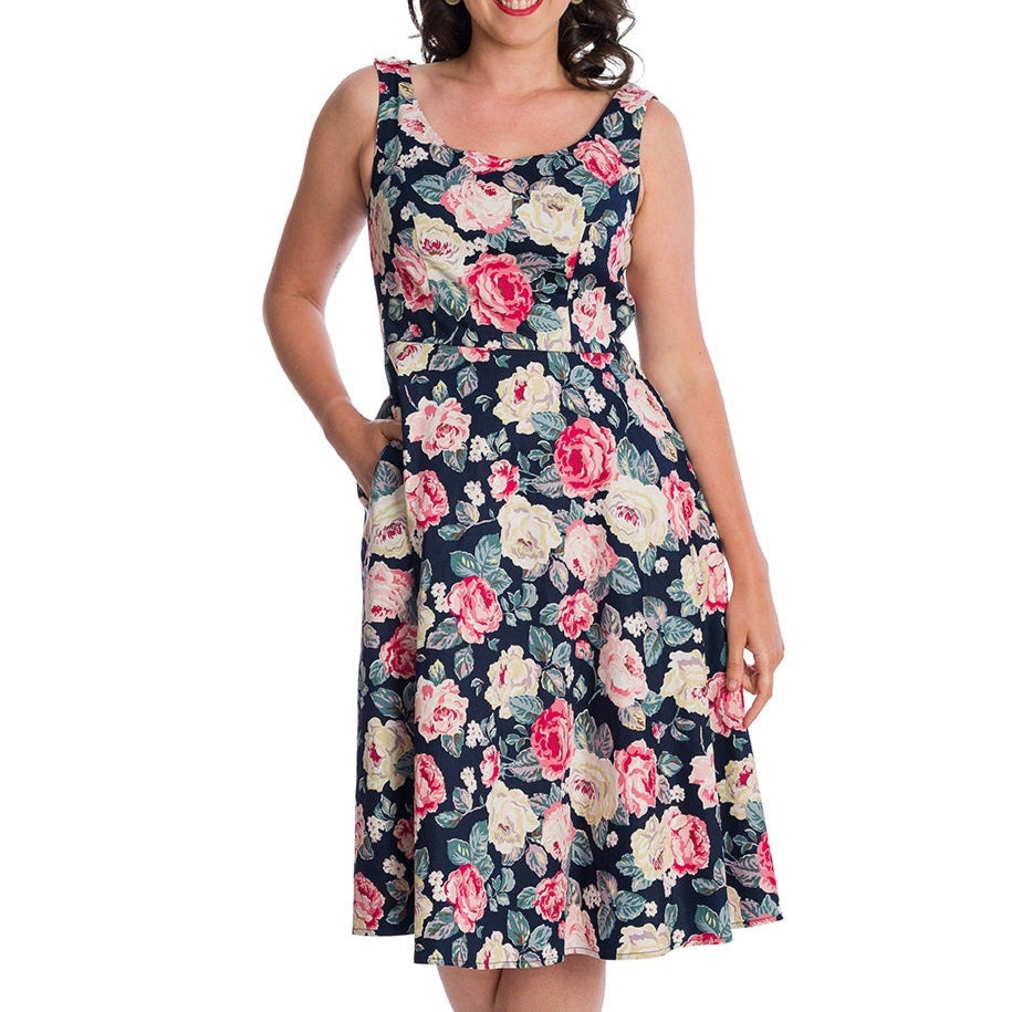 ROSE BLOOM FIT & FLARE DRESS