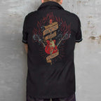 Rock This Town - Men's Stray Cats Worker Shirt Back Embroidery