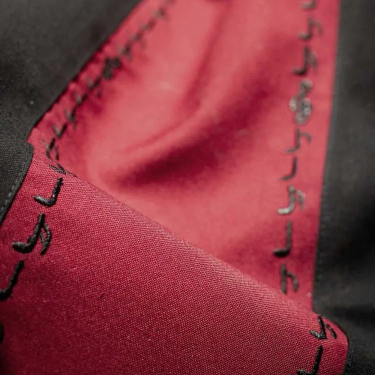 Men's Lounge Shirt Sound of Rock'n'Roll - Black Burgundy Rockabilly Shirt with Embroidery