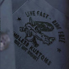Worker Shirt Live Fast Ride Free - Embroidered Rockabilly Lounge Shirt