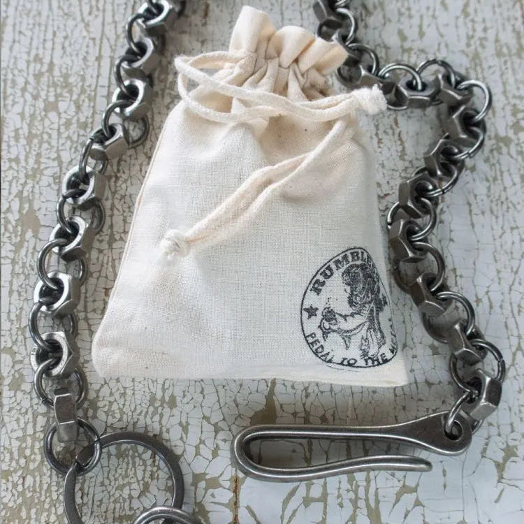 Screw Nut Wallet Chain - Industrial Metal Alloy 66cm Antique