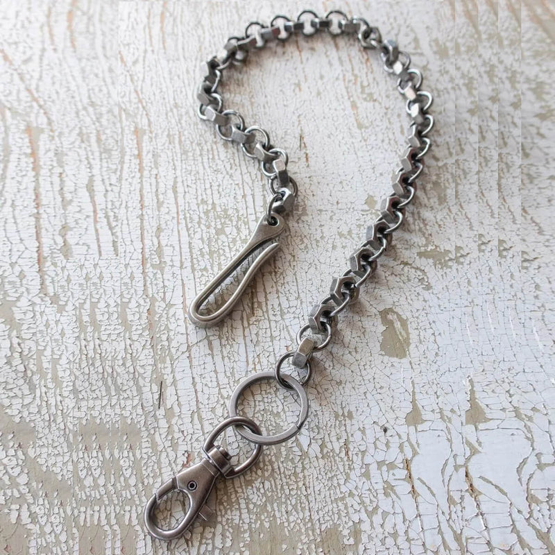 Screw Nut Wallet Chain - Industrial Metal Alloy 66cm Antique