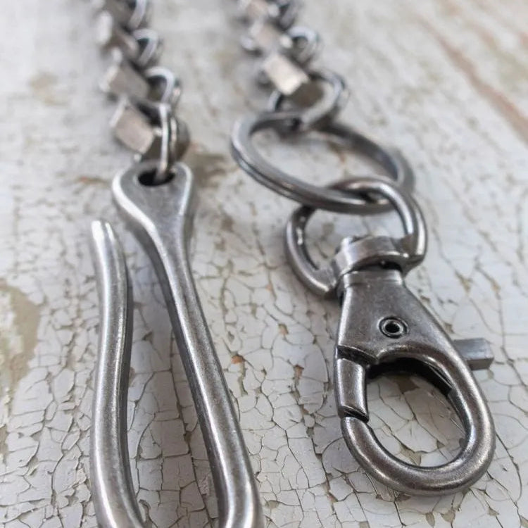 Screw Nut Wallet Chain - Industrial Metal Alloy 66cm Antique