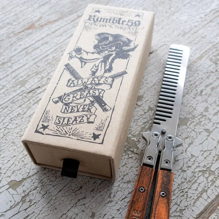 Rumble59 Butterfly Comb – Balisong-Style Folding Comb
