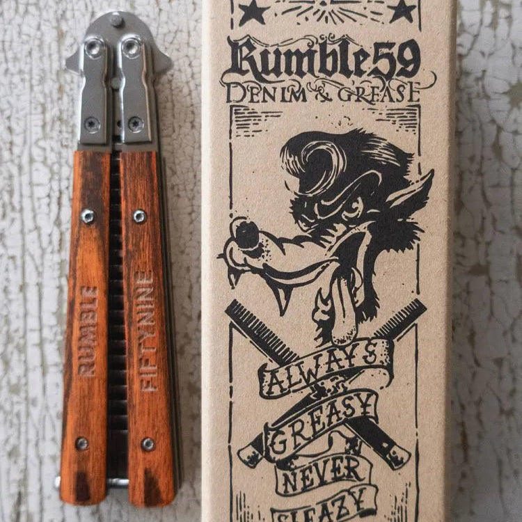 Rumble59 Butterfly Comb – Balisong-Style Folding Comb
