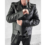 Ramones Men's Leather Jacket - Black Split Leather Rock Jacket