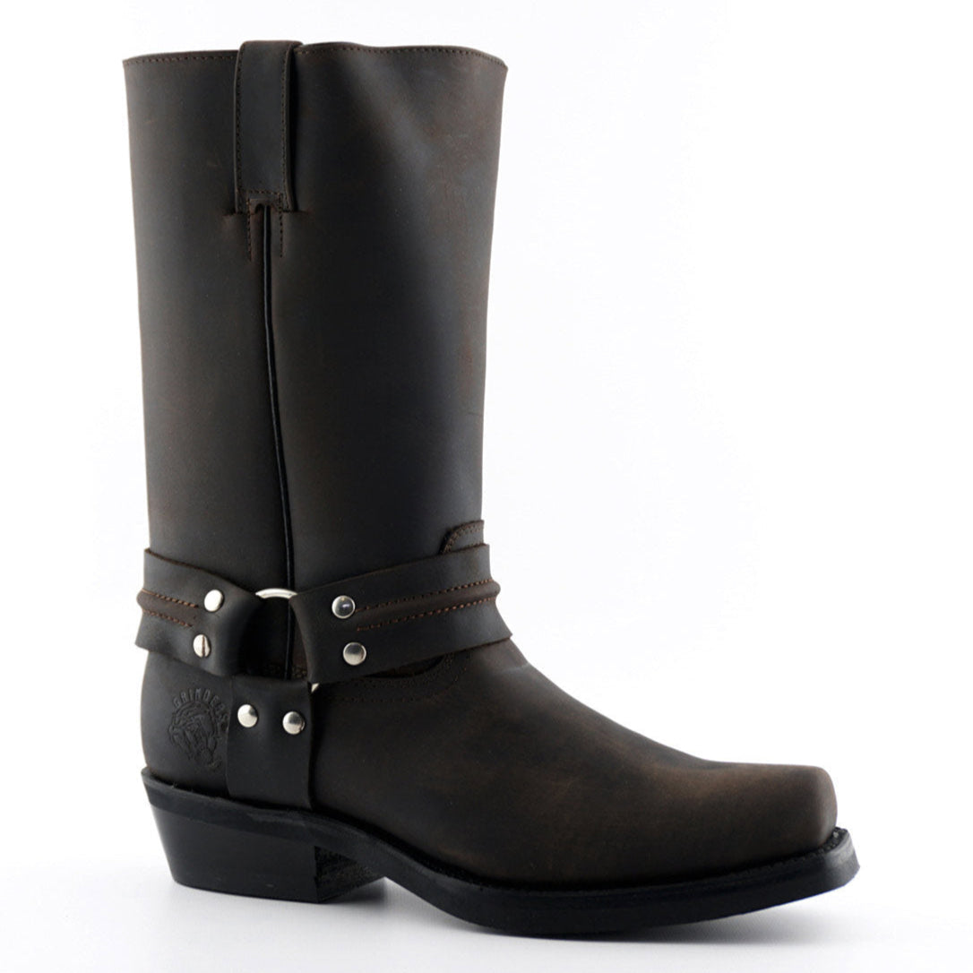 Renegade Hi Tall Brown Leather Western Cowboy Boots - Harness Strap Boots for Men & Women