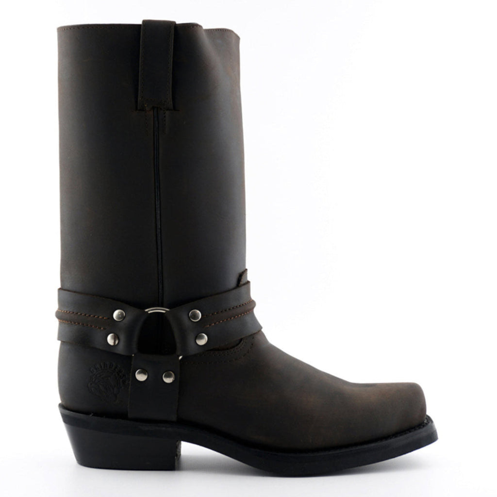 Renegade Hi Tall Brown Leather Western Cowboy Boots - Harness Strap Boots for Men & Women