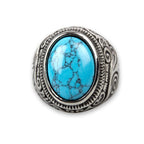 Ring Large Turquoise Stainless Steel with Stone