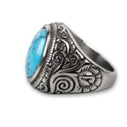 Ring Large Turquoise Stainless Steel with Stone