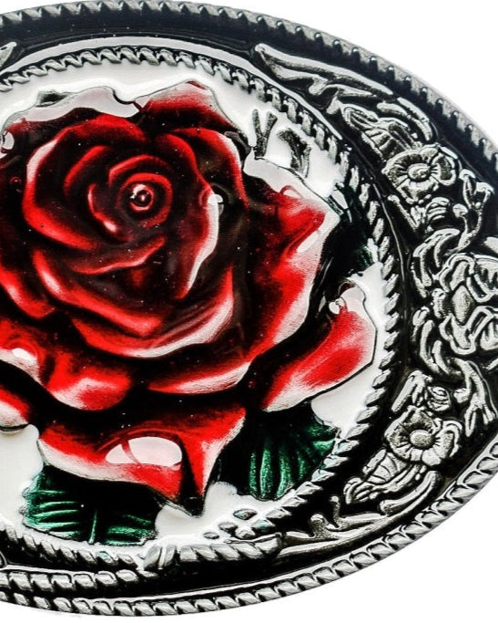 Rose Belt Buckle - Western Romantic Enamel Zinc Alloy Buckle