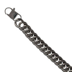 Stainless steel bracelet, oxidized finish, curb chain with lobster clasp. Width: 10 mm, Length: 20 cm.