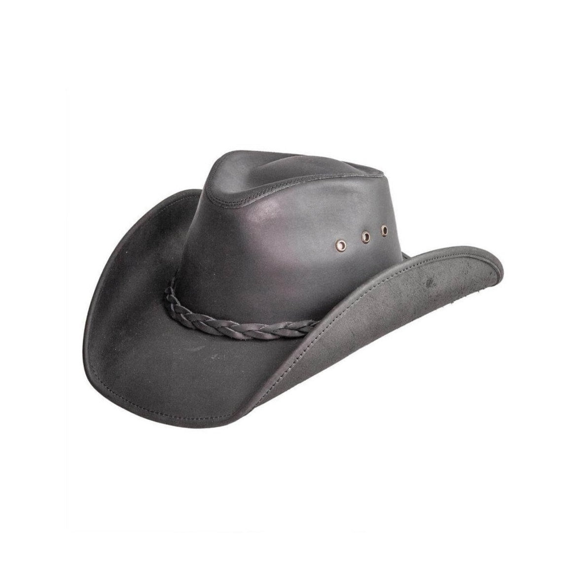 SHAPABLE LEATHER COWBOY HAT HOLLYWOOD BLACK