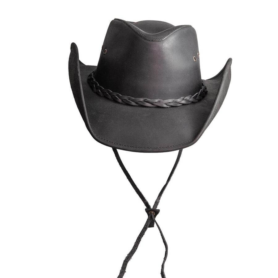 SHAPABLE LEATHER COWBOY HAT HOLLYWOOD BLACK