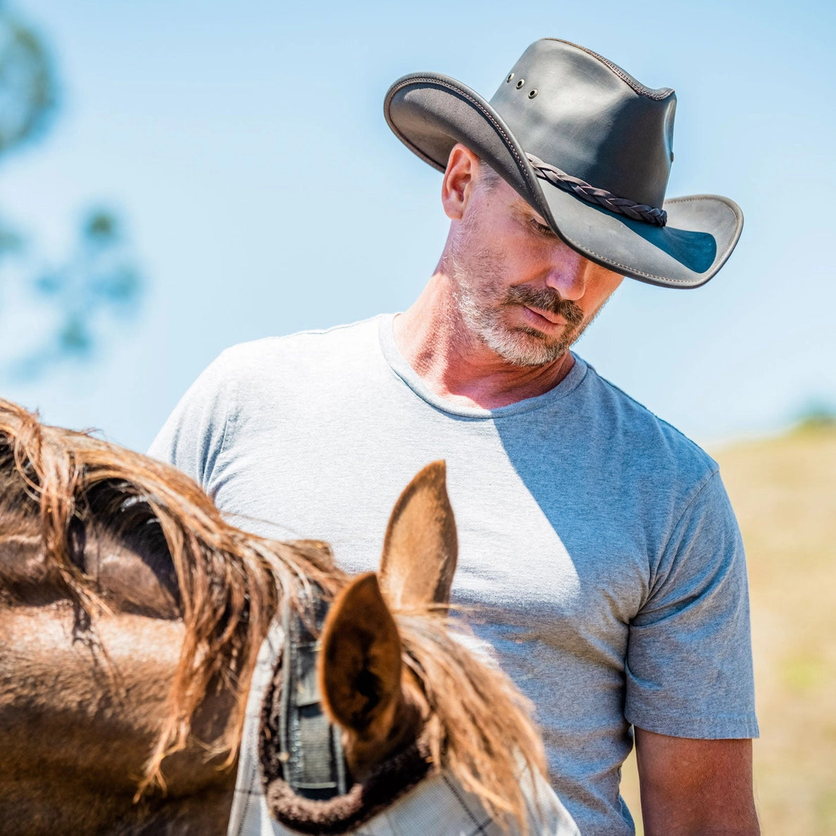 SHAPABLE LEATHER COWBOY HAT HOLLYWOOD BLACK