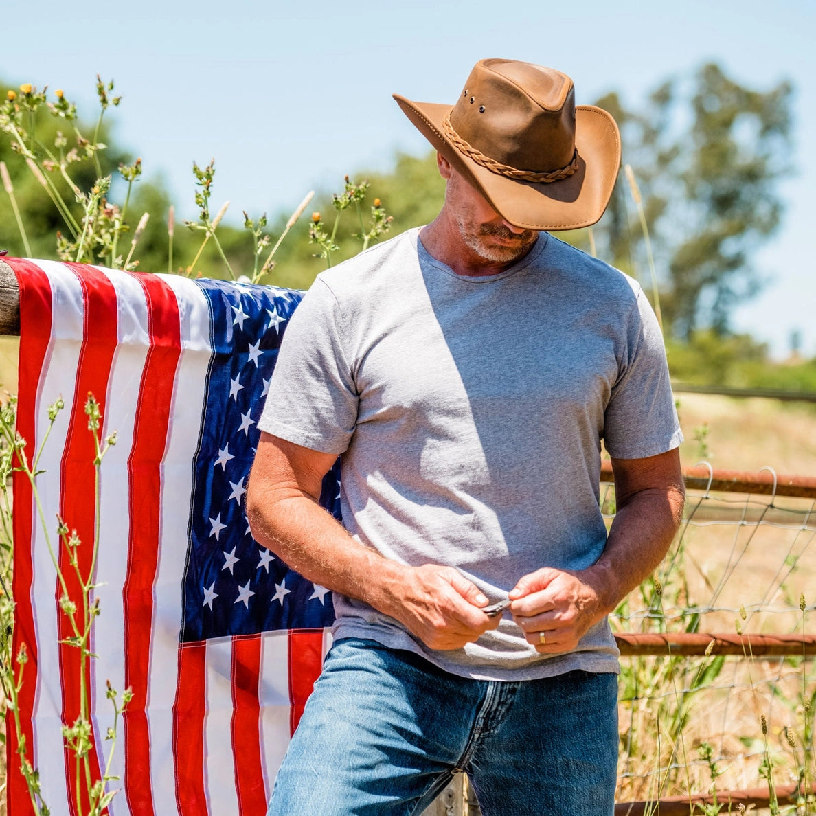 SHAPABLE LEATHER COWBOY HAT HOLLYWOOD COPPER