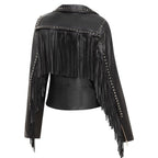 SHORT LEATHER FRINGES JACKET AMBER