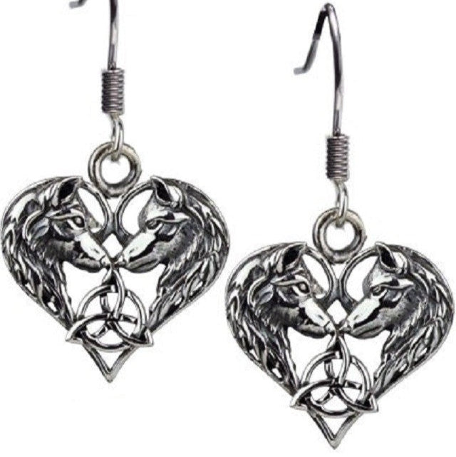 SILVER EARRINGS WOLF HEART