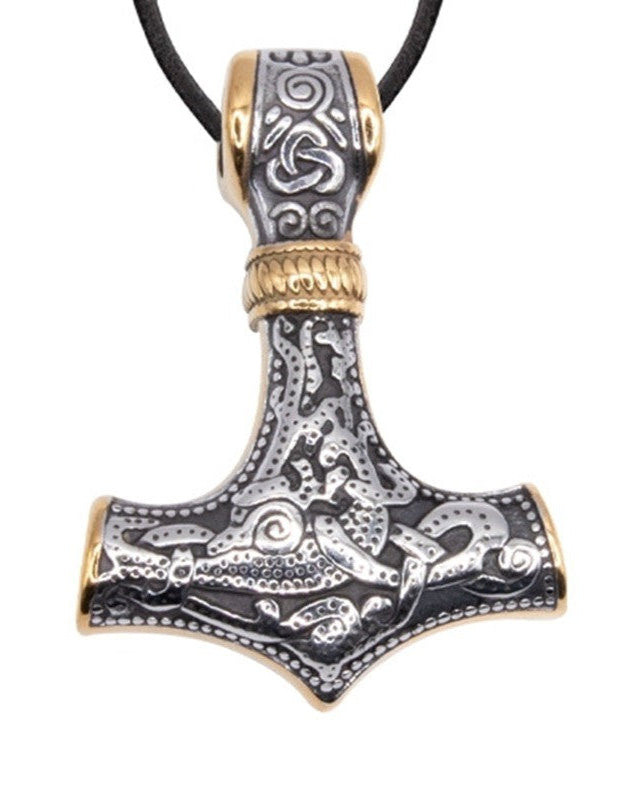 SILVER GOLD HAMMER PENDANT