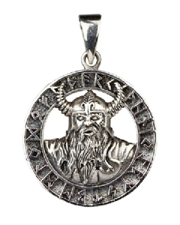 SILVER PENDANT VIKING WITH RUNES