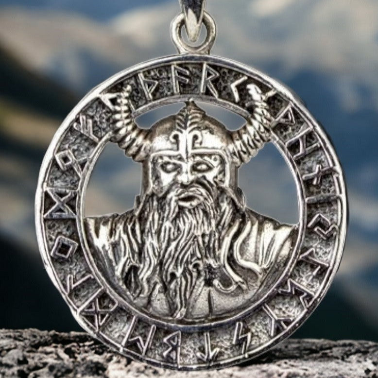SILVER PENDANT VIKING WITH RUNES