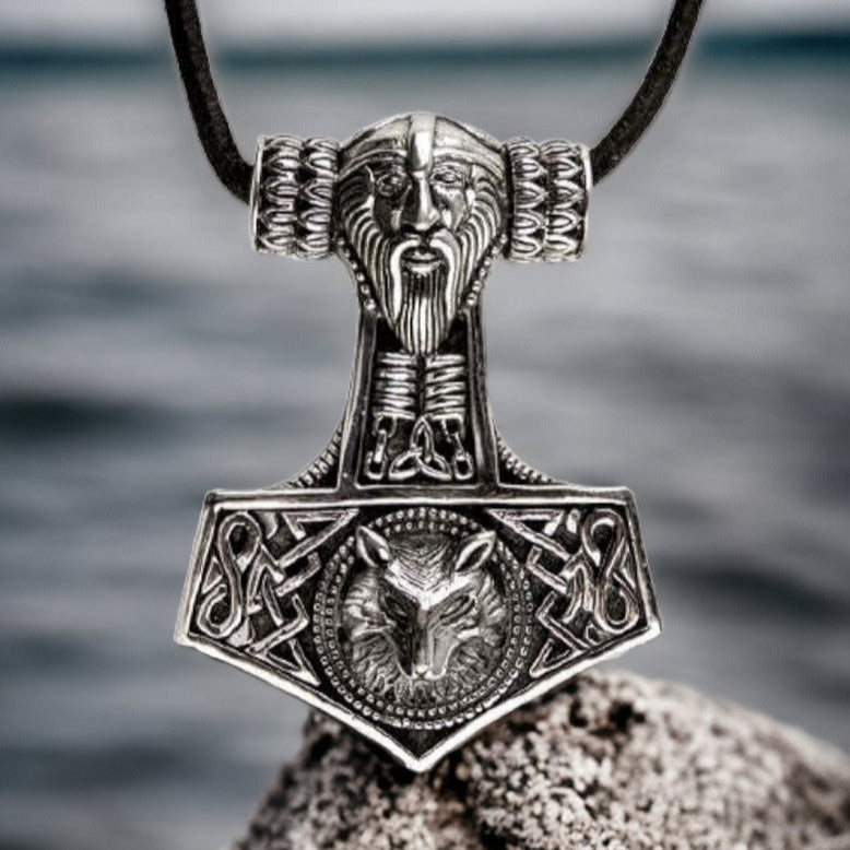 SILVER PENDANT WOLFSKOPF THORS HAMMER