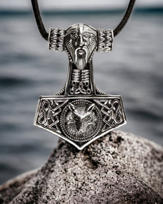 SILVER PENDANT WOLFSKOPF THORS HAMMER