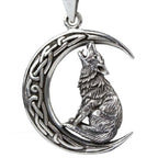 SILVER PENDANT WOLF IN MOON