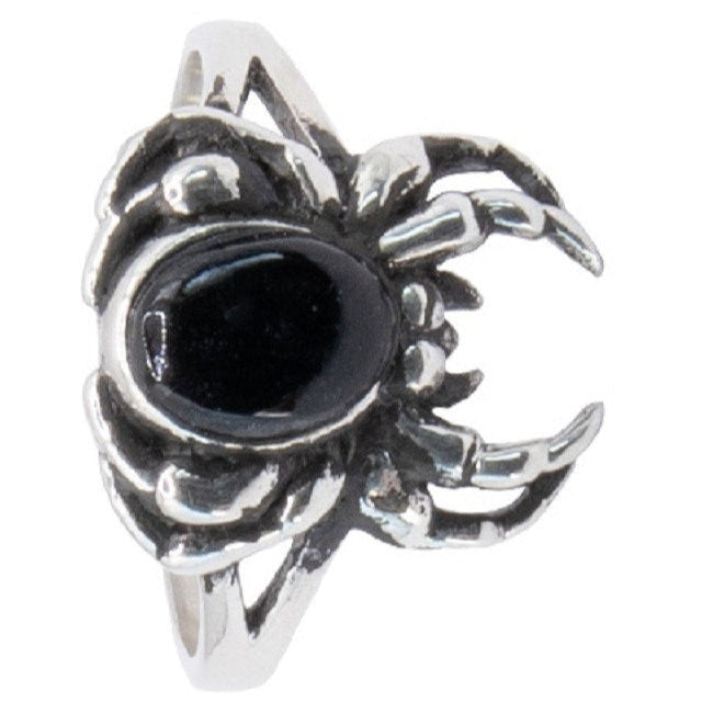 SILVER RING BLACK SPIDER WITH ONYX