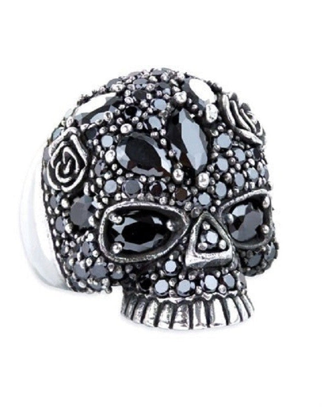 SILVER RING SPARKLING SKULL