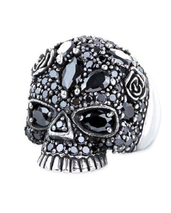 SILVER RING SPARKLING SKULL