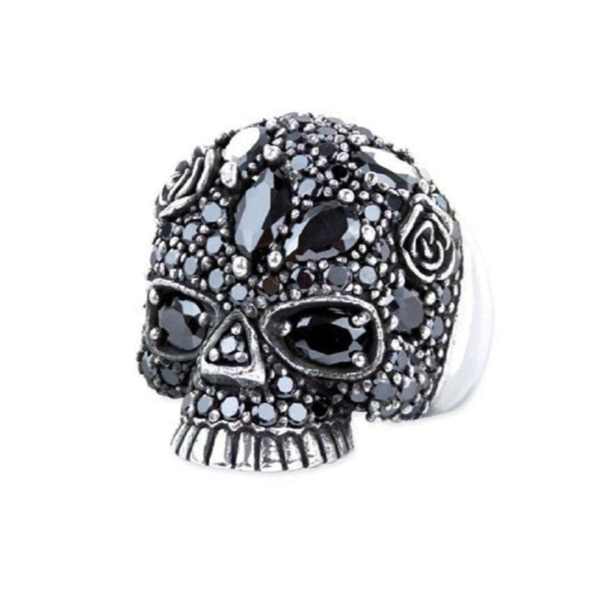 SILVER RING SPARKLING SKULL