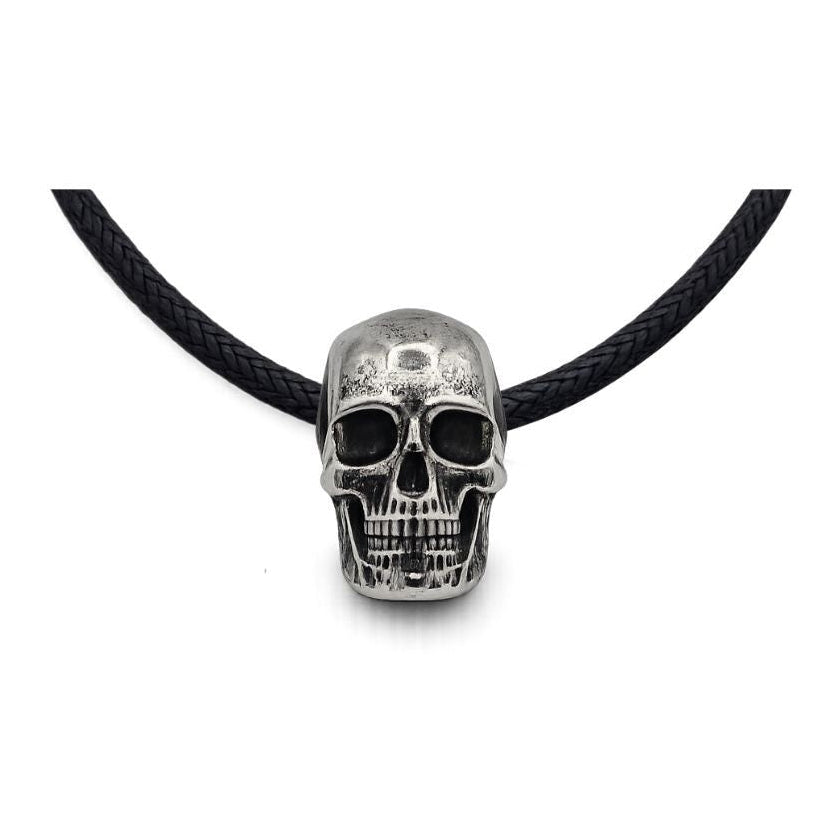 Stainless Steel Skull Pendant with Black Cotton Cord