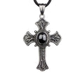 CROSS PENDANT WITH BLACK STONE