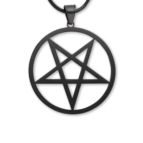BLACK PENDANT STEEL PLAIN PENTAGRAM
